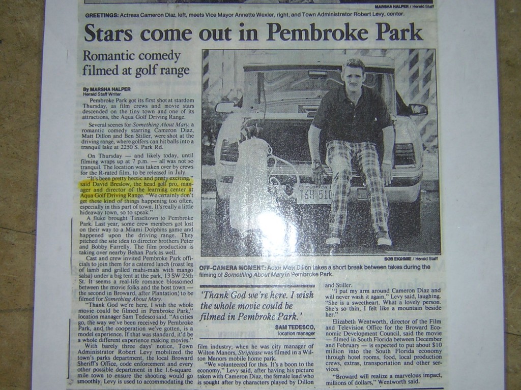 Something About Mary Range Newspaper Article